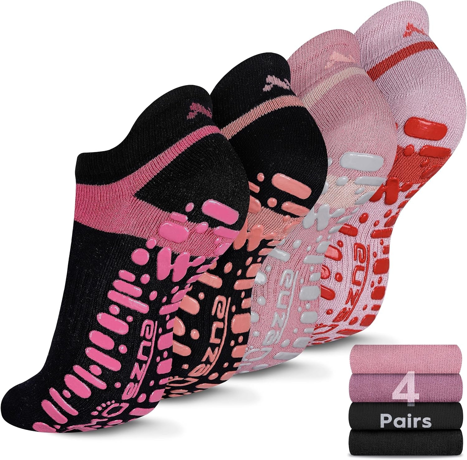 Non Slip Yoga Socks for Women, Anti-Skid Pilates, Barre, Hospital Socks with Grips, Size 5-10